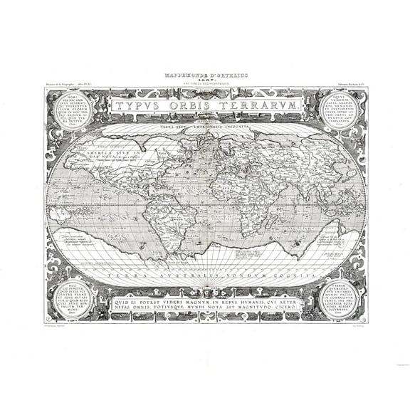 Historic Map - World - Ortelius 1587 - 29.24 x 23 - Vintage Wall Art