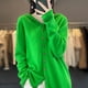 thumbnail image 4 of Cárdigan de lana merino 100 % para otoño e invierno, nuevo suéter de cachemira para mujer, cárdigan de cuello redondo, suéter cálido con parte inferior, 4 of 5