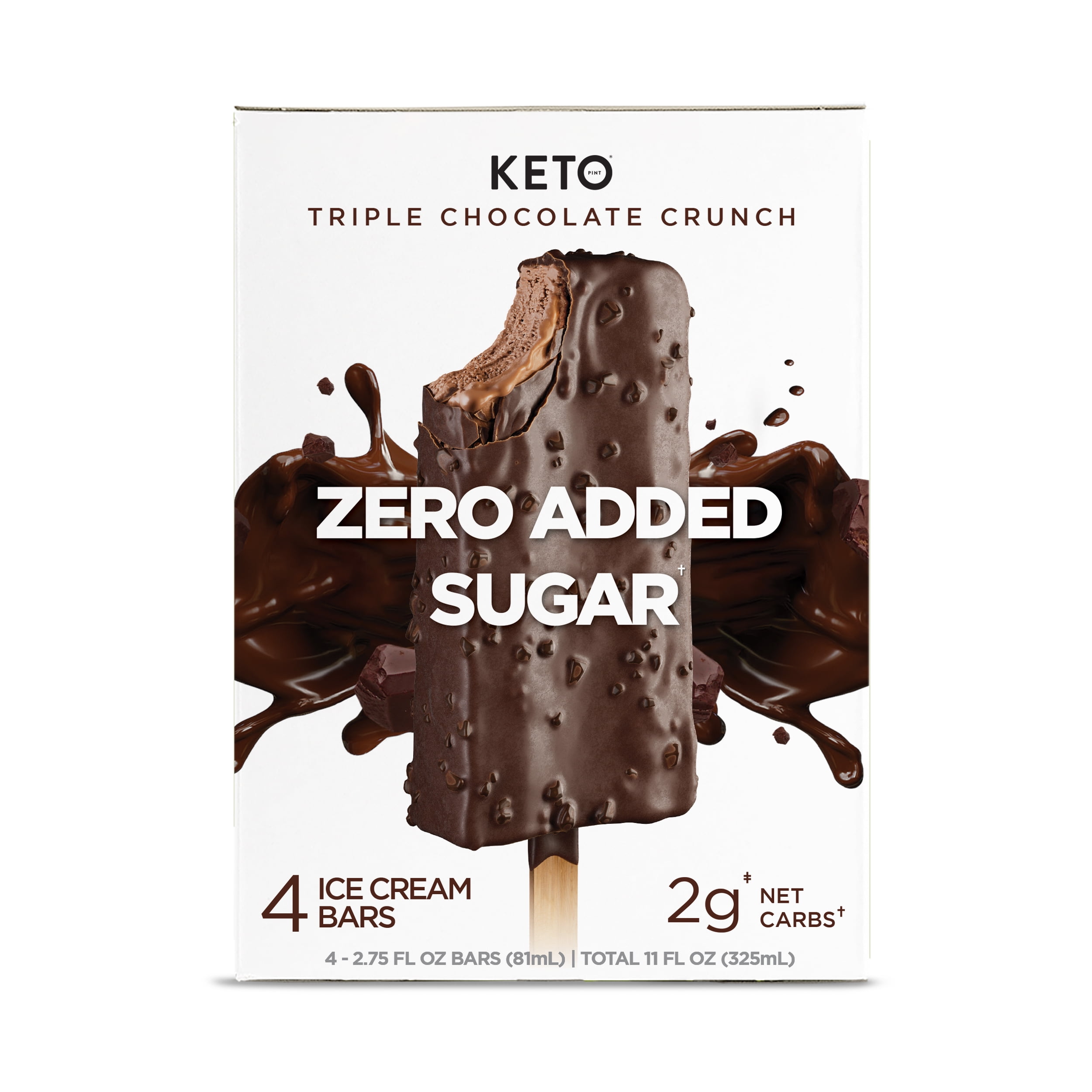 (3 pack) Keto Pint, Zero Sugar Added, Triple Chocolate Crunch Ice Cream Bars, 11 fl oz, 4 Count