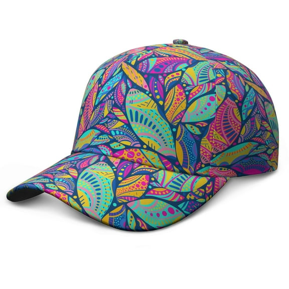 Bohemian Vintage Dad Hat – Unstructured Washed Baseball Cap, Rustic Artistic Tribal Patterns, Adjustable Snapback Hat for Casual Wearers, Runners, Summer Vacation