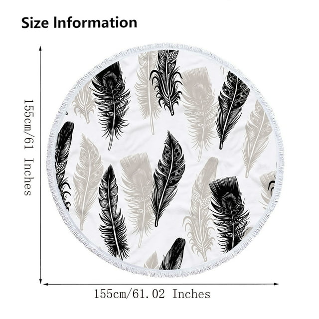 Yhmxh Serviette de Plage en Microfibre Ronde Imprimée Serviette de Plage en Microfibre Super Colorée Serviette de Bain Anti-Sable Couverture de Plage Tapis de Plage Serviette Multi-Usage pour Voyage Piscine Lavable en Machine