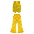 thumbnail image 3 of Alvivi Girls Boys Hip hop Jazz Dance Outfits Shiny Vest with Flared Pants Party Performance Costume Gold 9-10, 3 of 5
