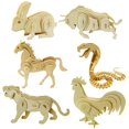 thumbnail image 1 of JFBUJC 3d Wooden Puzzle - 6 Piece Set Wood Dinosaur Skeleton Puzzle, 1 of 2