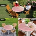 thumbnail image 4 of Pink Gold Round Tablecloth for 45-54 Inch Tables,Fitted Table Cover with Elastic Edge,Boho Modern Abstract Minimalist Aesthetic Flower Waterproof Outdoor Table Cloth Protector for Patio Garden Dinner, 4 of 9