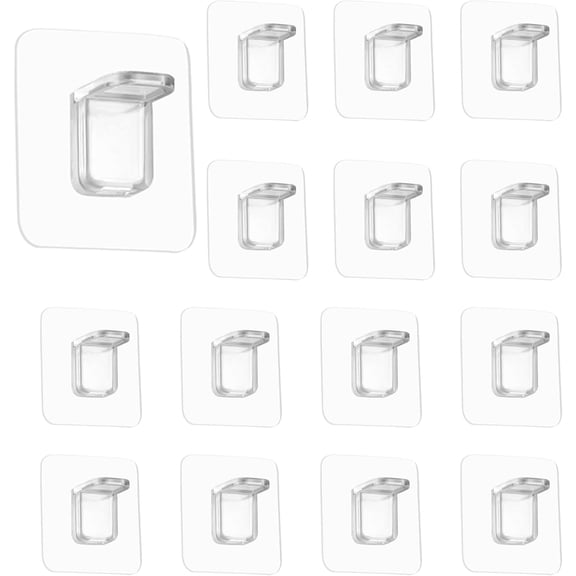 15 Pieces Self Adhesive Shelf Bracket, L-Shaped Shelf Support Racks Punch Free Shelf Brackets Adhesive Clear Plastic Pegs Hanger Holder for Partition Furniture Bookcase Shelf Bracket (6 x 6cm)