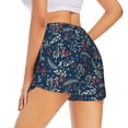 thumbnail image 3 of Vsdgher Leaves Snowflakes Print Women's Running Double Layer Shorts High Waisted with Pockets Elastic Yoga Workout Athletic Gym Sports, 3 of 8
