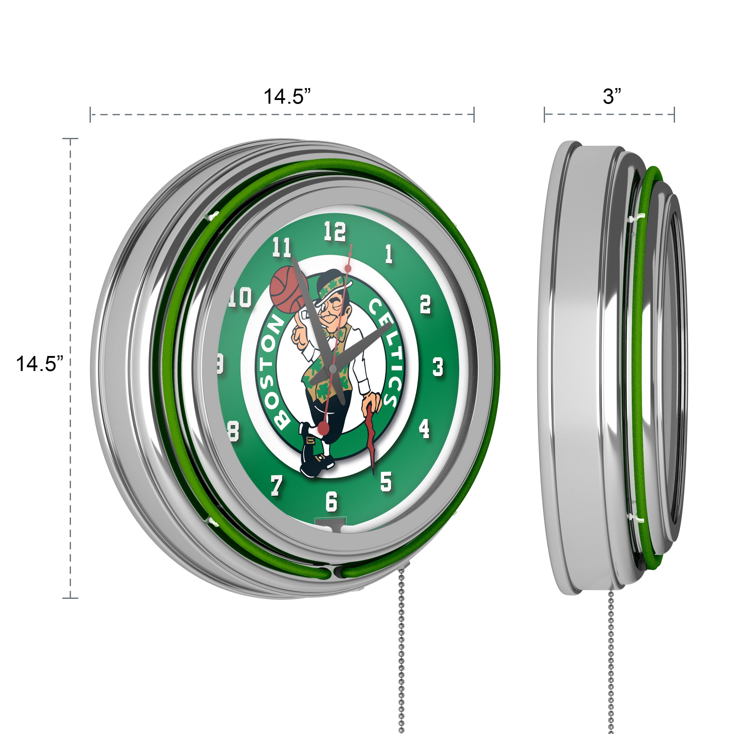 Milwaukee Bucks City Retro Neon Analog Wall Clock with Pull Chain