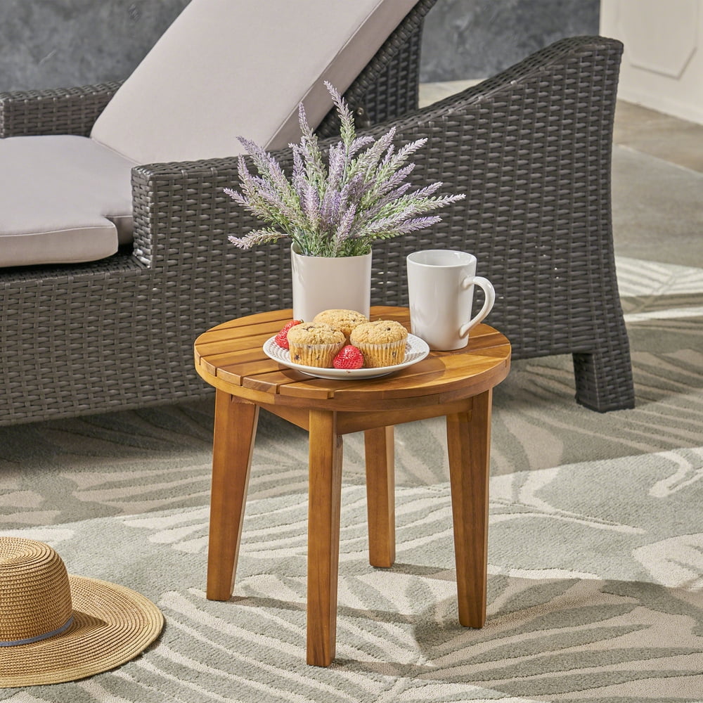 Jayden Outdoor 16" Acacia Wood Side Table, Teak