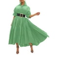 thumbnail image 3 of Capreze Women Fall Swing Dress Ruffle Casual Lapel Collar Maxi Dresses Vintage Plain Long Sleeve Shirt Dress Green XXL, 3 of 3