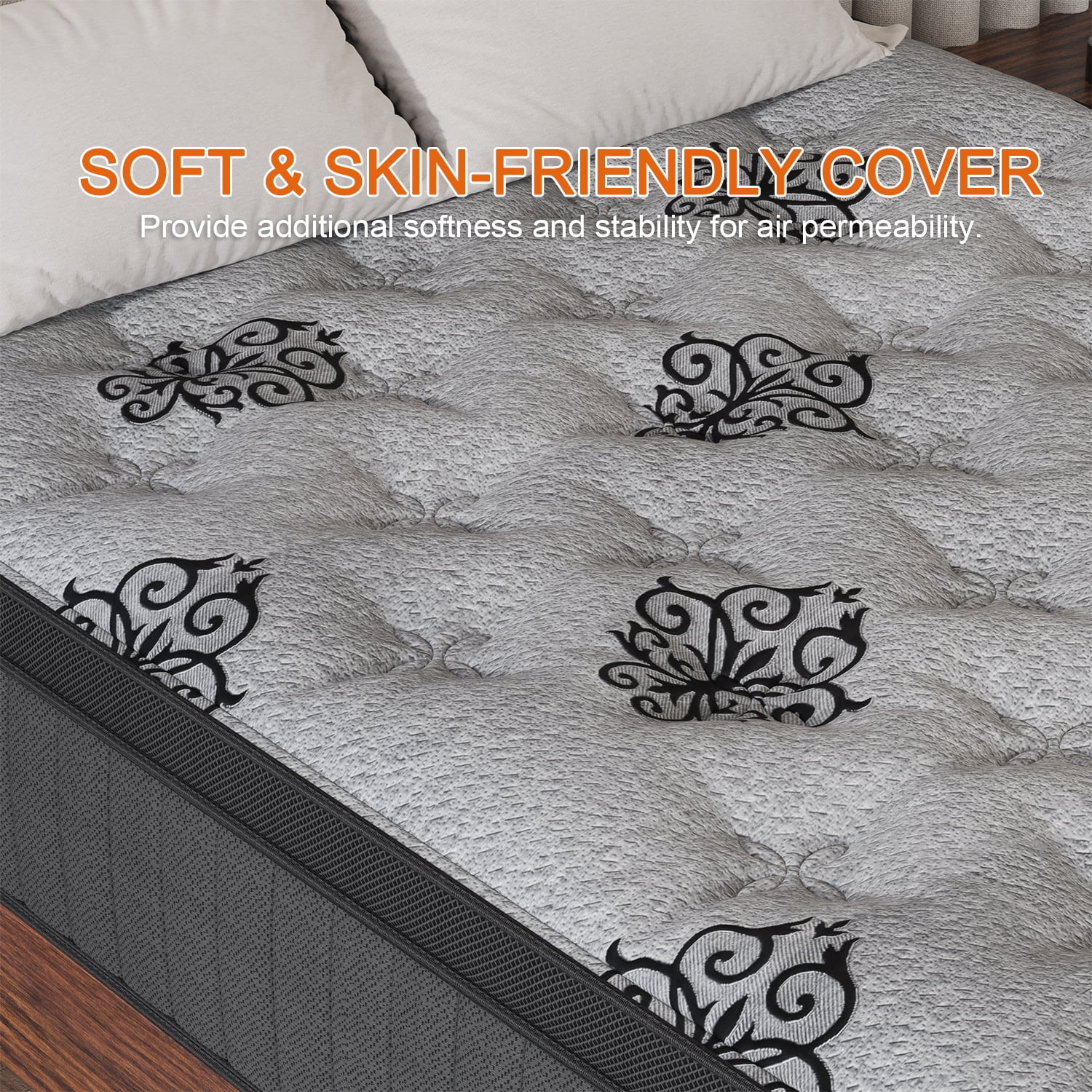 King Mattress Viscountess 14" Hybrid Mattress in a Box with Gel Memory Foam King Bed Euro Top Medium Firm Adult
