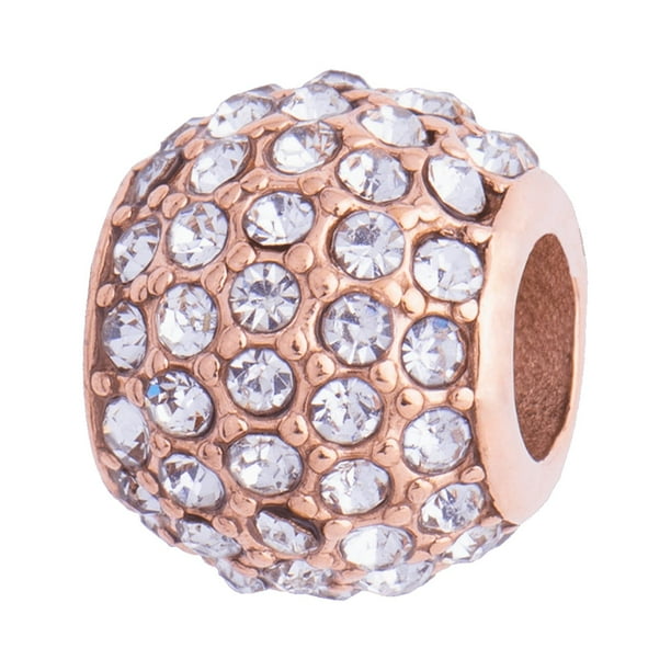 Charm para Pulsera LuckyLy, Dije de Bolita, Acero Inoxidable y Zirconia Cúbica, Modelo Dani rosa UNITALLA