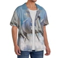 thumbnail image 2 of Sikiie Horses Running Through The Water Men's Wrinkle Free Untucked Cuban Shirt Business Casual Button Down Shirts Short Sleeve ShirtMedium, 2 of 5