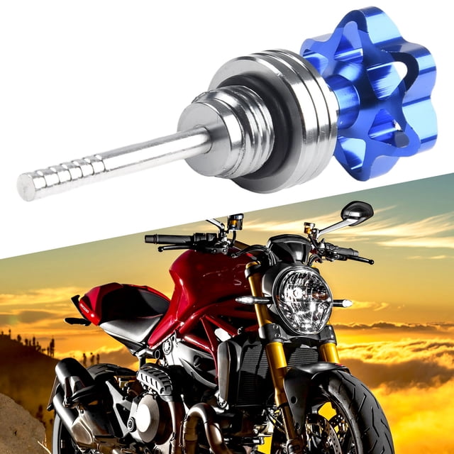 1Pc Scooter Motorcycle Engine Dipstick Cover Plug Engine Crankcase Oil Level Gauge Motorcycle Modification Parts Oil Dipstick Blue Mingyiq