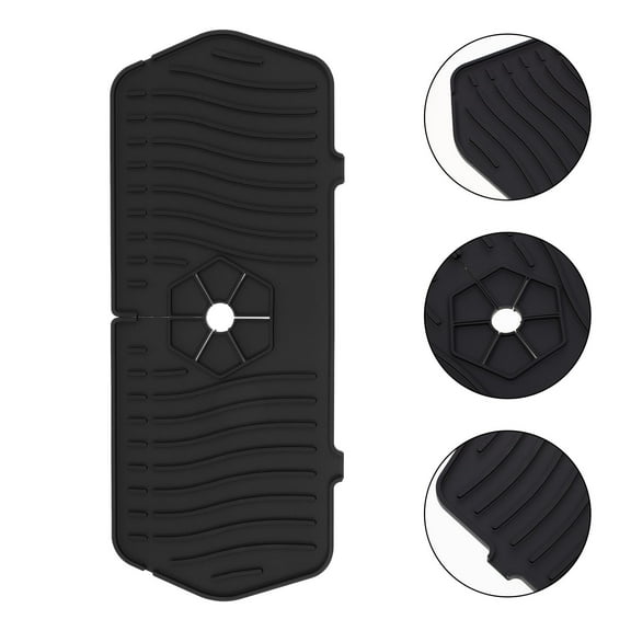 OUNONA Silicone Kitchen Faucet Splash Guard with Efficient Water Absorbent Design Black Fits Most Faucets