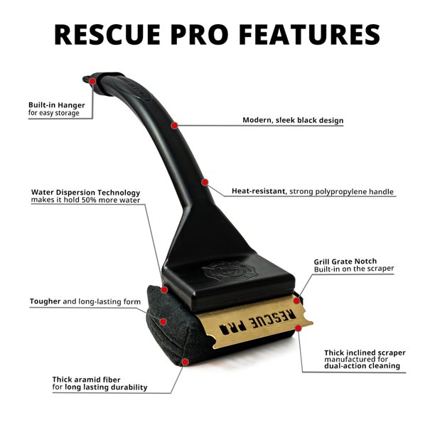 Tête De Nettoyage Pour Barbecue Grill Rescue - Sans Poils, Pour Grilles Acier Et Fonte, Fibre D'Aramide, Lavable Au Lave-Vaisselle