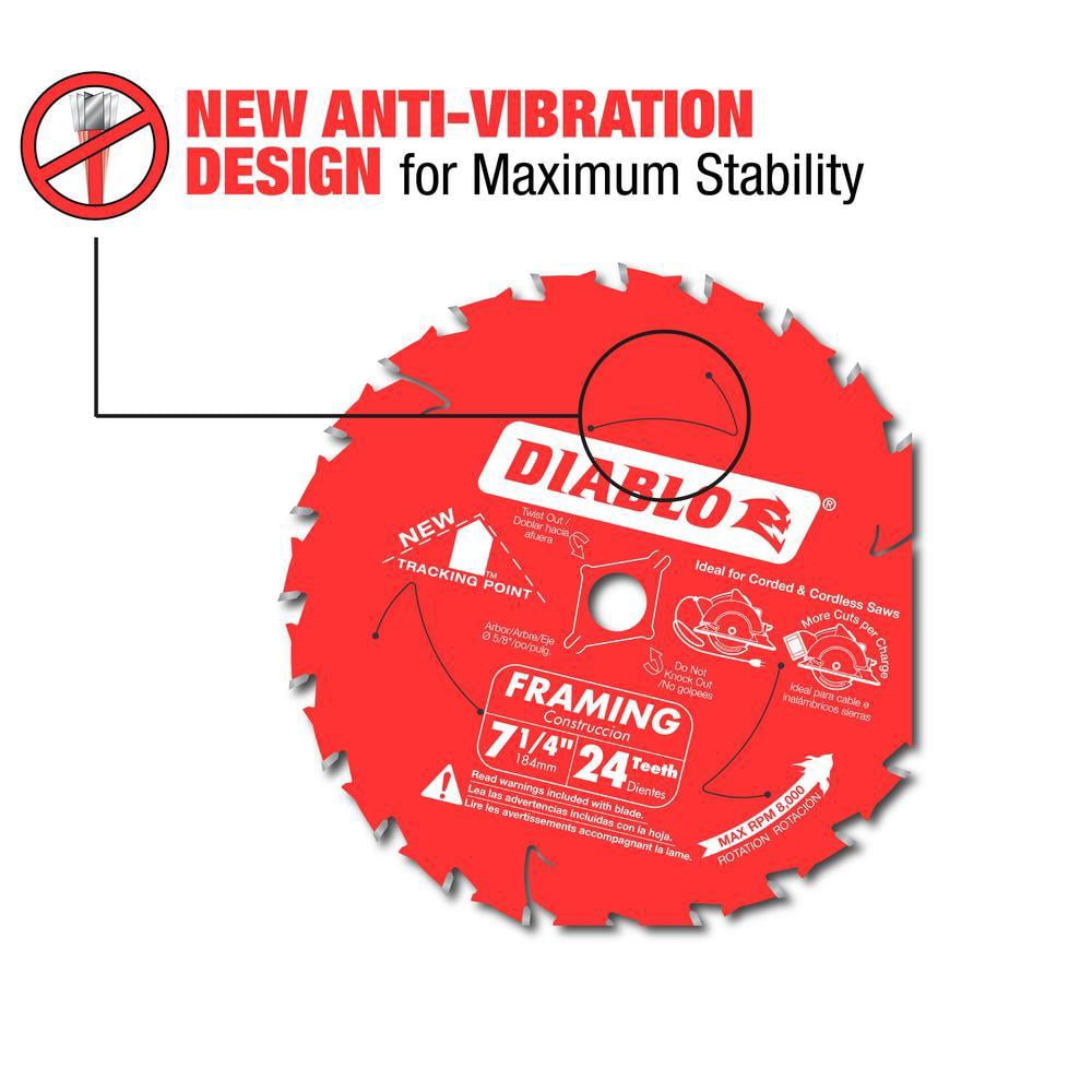 7-1/4 In. 24-Tooth Carbide Framing Circular Saw Blade Value Pack (2-Pack)