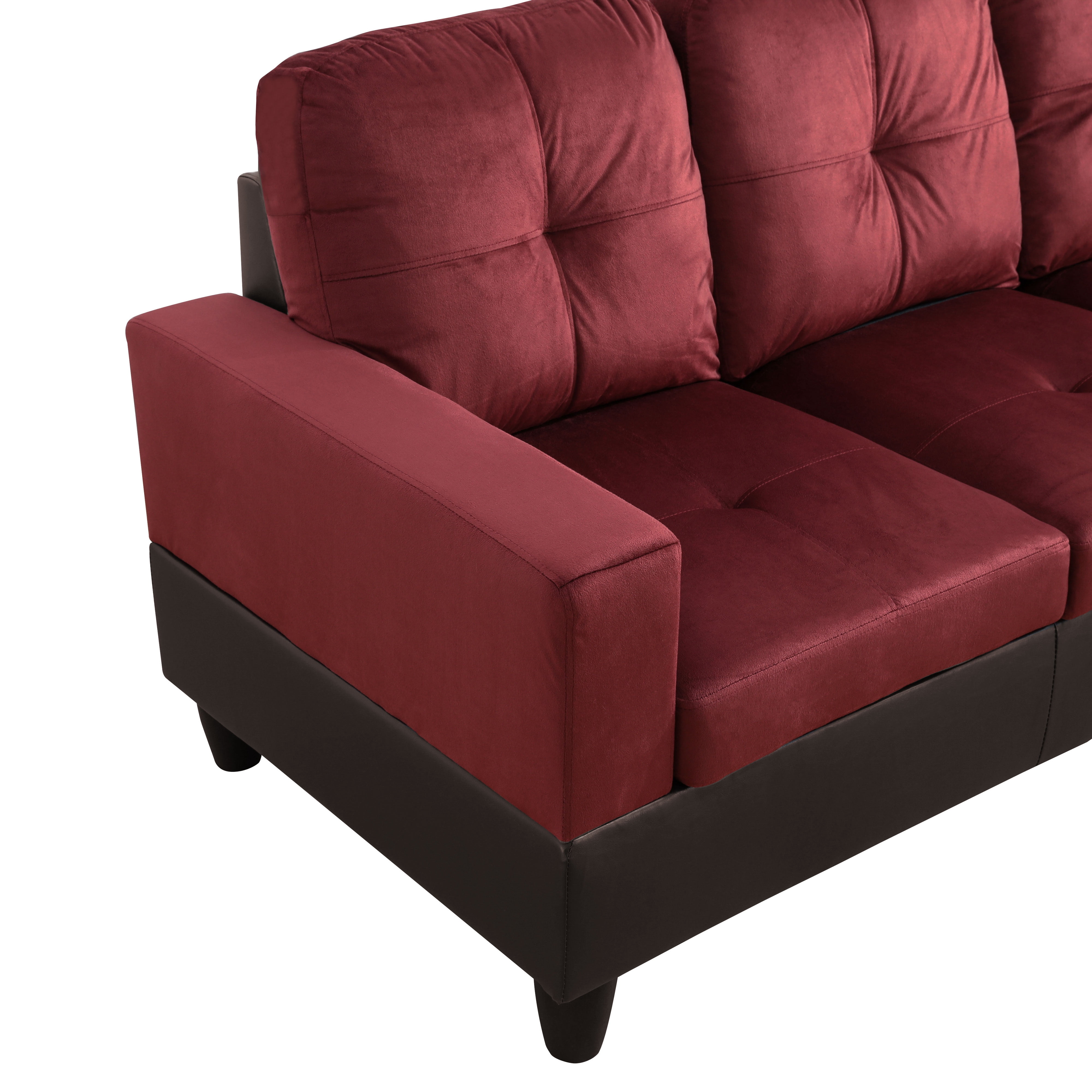 MAYEERTY Red Modern 3-Piece Flannel & PVC Couch Vibrant Bold Living Room Seating