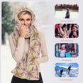 thumbnail image 7 of BZSMCE Warm Fleece Hood Scarf Wrap Playful Lily Blossoms Pattern, 7 of 7