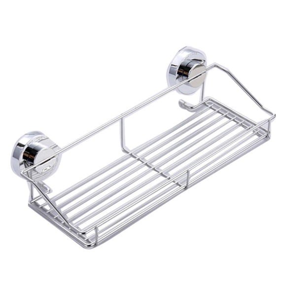 No Drill Shower Shelf with Strong Suction Cups – Rustproof Chrome Bathroom Organizer for Shower, Sink, Kitchen Counter, Reusable, Easy Install, Versatile Storage