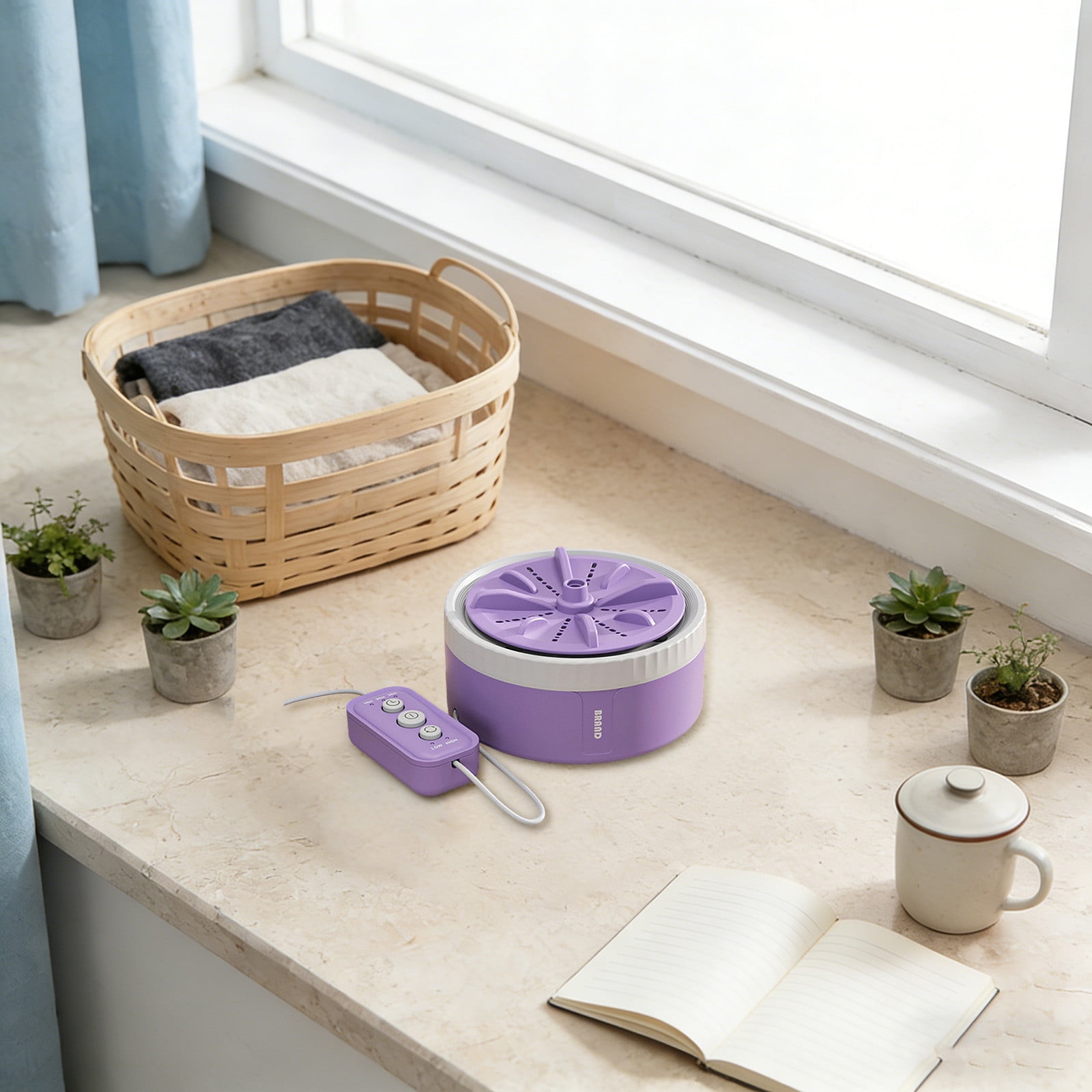 Portable Mini Washing Machine – Turbine Laundry Device for Travel & Home, Plug-in Operation with Timer & Speed Control, Compact Rotating Washer for Small Items