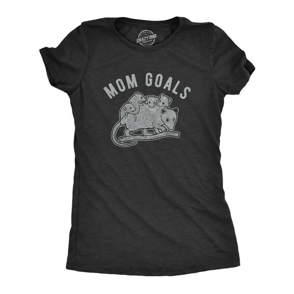 Womens Mom Goals T Shirt Funny Opossum Family Cute Animal Graphic Tee Womens Graphic Tees