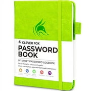 Clever Fox Password Book with tabs. Internet Address and Password Organizer Logbook with alphabetical tabs. Small Pocket Size Password Keeper Journal Notebook for Computer & Website Logins (Green)