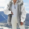 thumbnail image 3 of TQWQT Winter Coats for Women, Women's Hoodies Color Block Cardigan Coats Fluffy Sherpa Outerwear with Pockets Gray S, 3 of 6