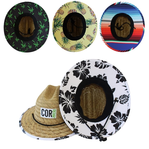 Kids Straw Hat Summer Beach Hat for Boys and Girls Classic Lifeguard Sun Hat by COR Surf (Hawaiian, 54 CM)