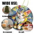 thumbnail image 3 of Funny Christmas Ornament,Geometric - Style Calico Cat,Xmas Round Ceramic Pendant, 3 of 6