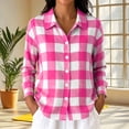 thumbnail image 5 of Luivaraty Flannel Plaid Shirts for Women Button Down Lapel Tops Fashion Casual Long Sleeve Dressy Shirts，S-2XL, 5 of 7