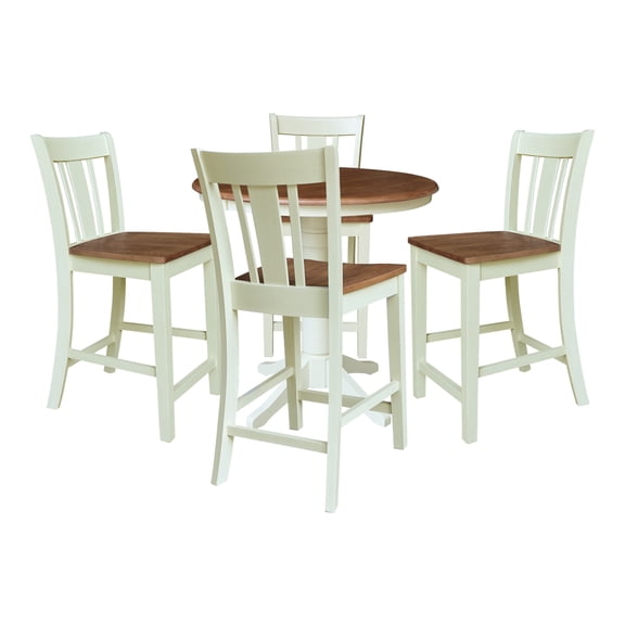 36" Round Extension Table with 4 Counter Height Stools - Multi-Color