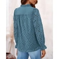 thumbnail image 2 of Blusa de Encaje Calada para Mujer PRETTYGARDEN Azul Niebla Talla M, 2 of 7
