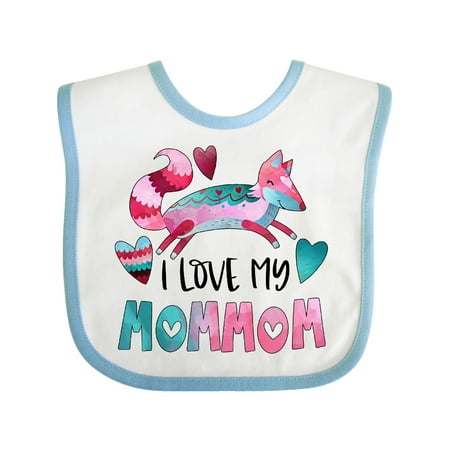 

Inktastic I Love My MomMom Pink and Blue Fox with Hearts Gift Baby Boy or Baby Girl Bib