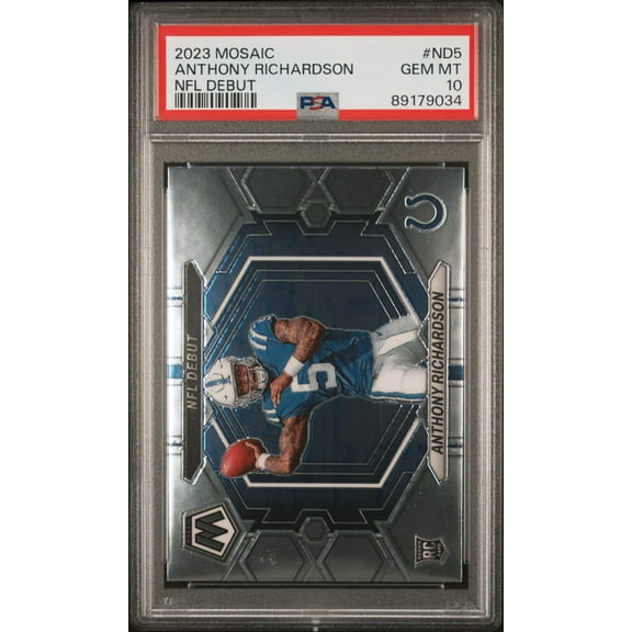 Graded 2023 Panini Mosaic Anthony Richardson #ND5 NFL Debut Rookie RC Football Card PSA 10 Gem Mint