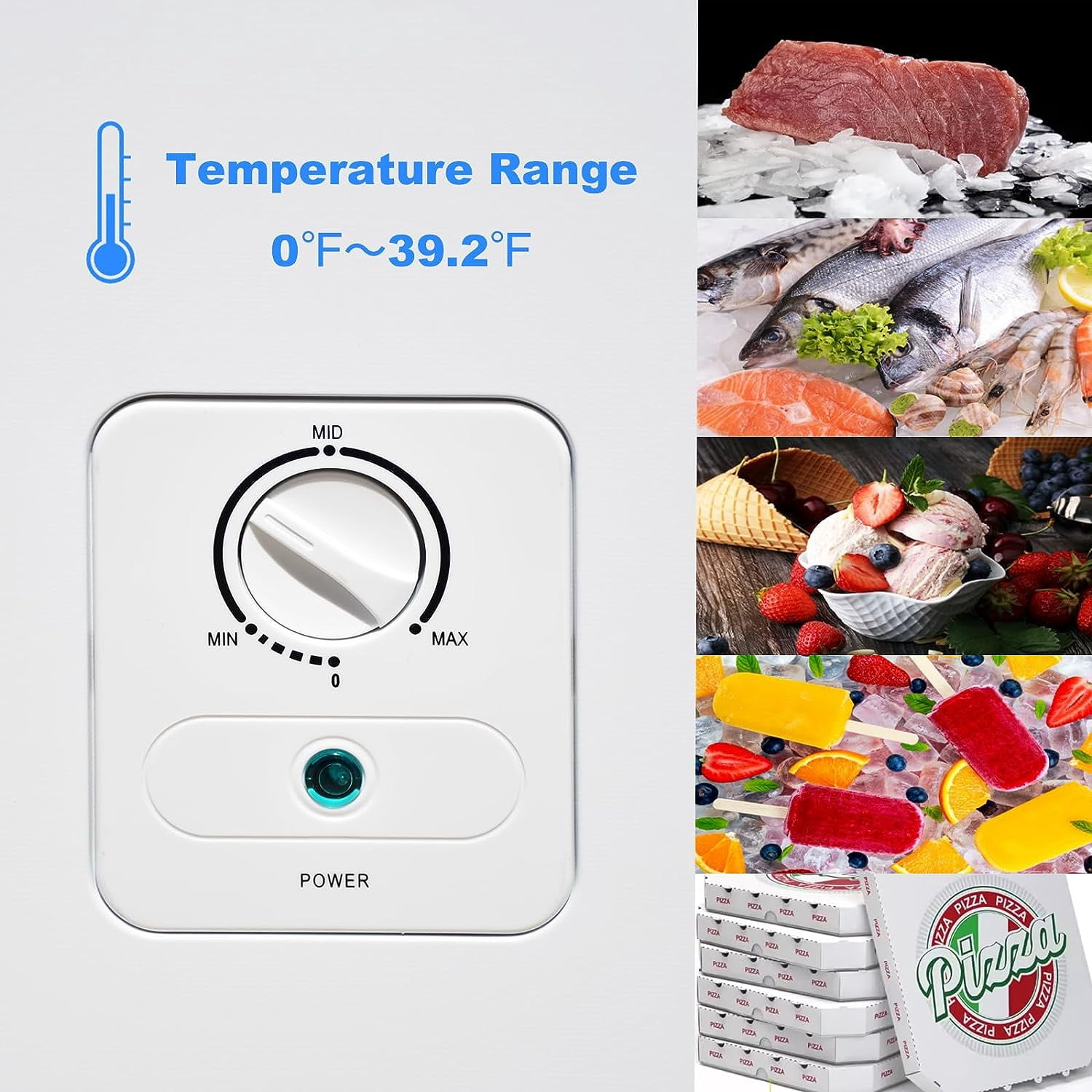 Smad Chest Freezer 10.5 Cu.Ft Large Deep Freezer Adjustable Thermostat Low Noise