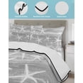 thumbnail image 4 of Quilts Twin-XL Size Bedding Set, Grey Starfish Coastal Lightweight Quilted Comforter, Summer Beach Nautical Ocean Vintage Soft Bedspread Coverlet with Pillow Covers for All Season, 68" x 98", 4 of 7