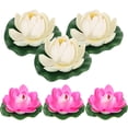 thumbnail image 2 of 6 piezas de espumas flotantes artificiales de flor de loto, adornos de loto realistas para estanque, 2 of 6