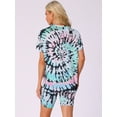 thumbnail image 4 of DARING DIVA Sport Sweatsuit Tie Dye Pullover Top Biker Shorts Pajama Set XL Blue Pink, 4 of 7