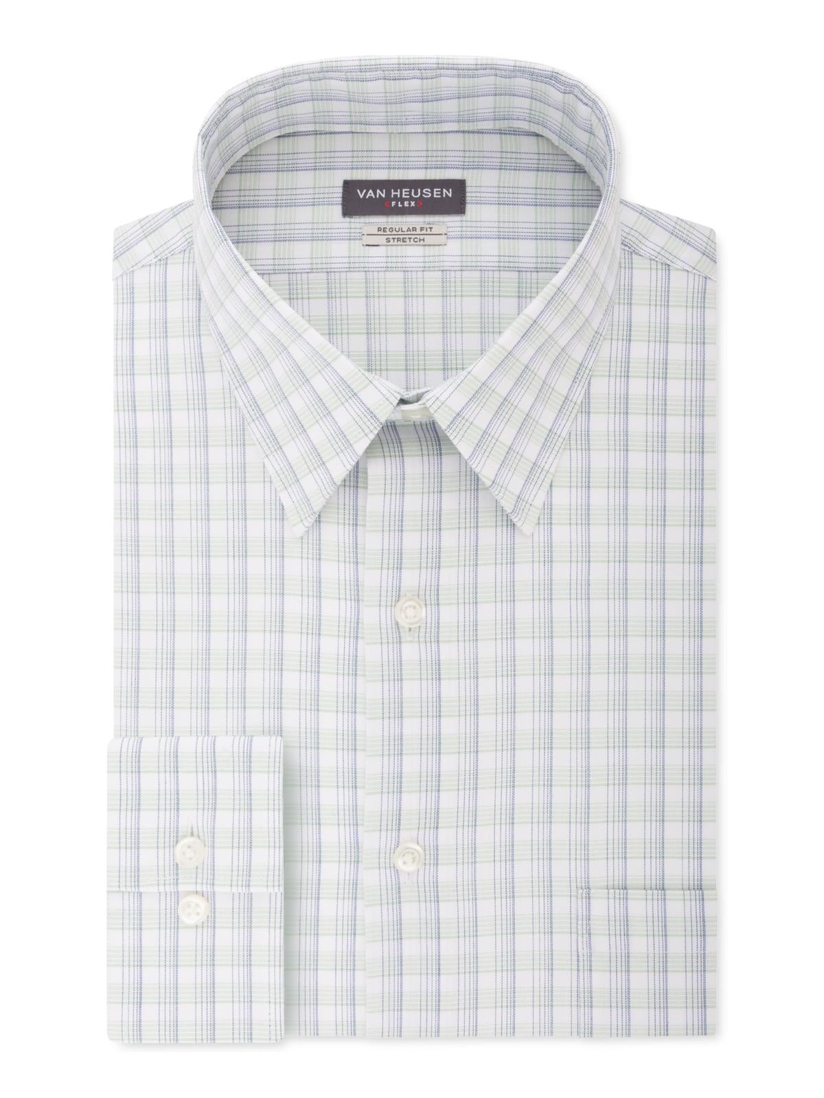 VAN HEUSEN Mens Green Tattersall 
