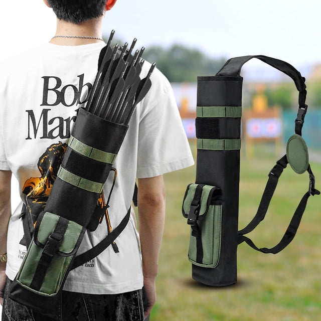 Carcaj de tiro con arco con sistema Molle, bolsillo, porta flechas ligero, doble uso, bolsa ajustable para tiro al blanco y caza
