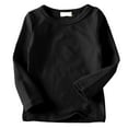 thumbnail image 6 of Huesdet Girls Long Sleeve Shirts Soft Cotton Crewneck Girls' Basic Long-Sleeve T-Shirts Toddlers Tagless Tees(Black,8-9 Y), 6 of 6
