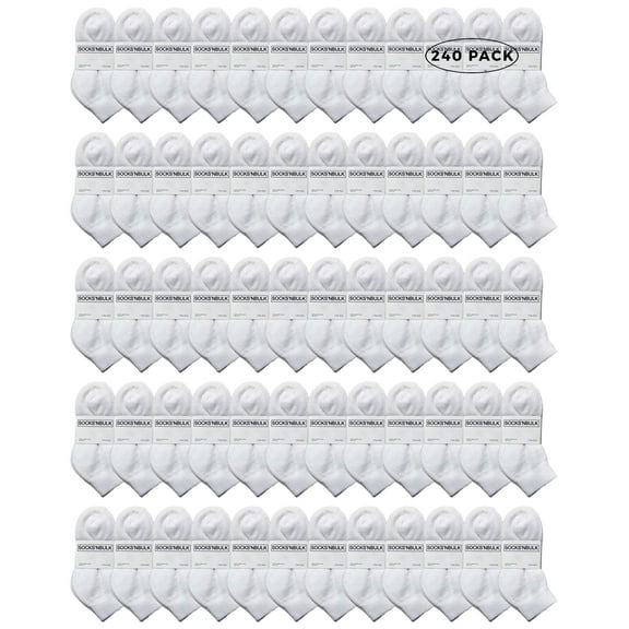 SOCKS'NBULK 240 Pairs Kids Ankle Wholesale Bulk Pack Athletic Sports Socks, Kids 6-8 (Shoe size 4-7.5)