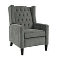 thumbnail image 2 of Harper Mid-Century Manual Adjustable Button-Tufted Wingback Recliner Chair with Foldable Side Tables, USB Ports, Gray, 2 of 13