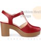 thumbnail image 4 of Plataforma T-Strap Clog Shoes Chunky Heels Sandalias para mujer Rojo 36, 4 of 5
