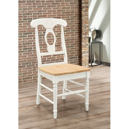 Napoleon Keyhole Back Side Chairs Natural Brown and White (Set of 2)