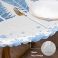 thumbnail image 3 of Light Blue Christmas Round Tablecloth, Fitted Table Cover with Elastic for 45"-54" Round Tables, Xmas Elk Tree Snowflake Forest Table Cloth Outdoor Indoor Dinning Party Waterproof Tablecloths, 3 of 7