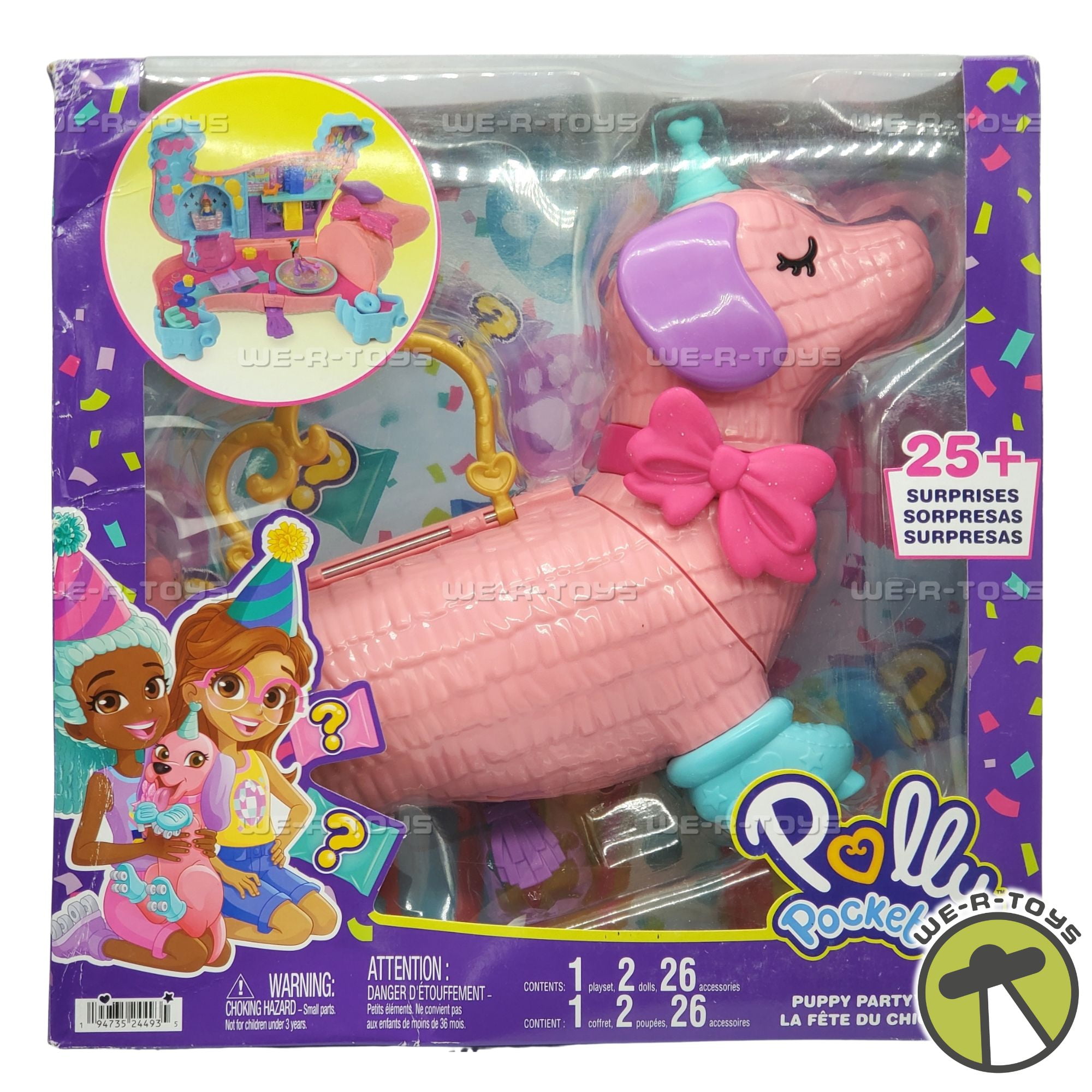 Polly Pocket - Cofanetto Care Bears, playset in edizione speciale con 3 mini bambole Polly e