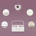 thumbnail image 3 of Sewing Basket with Pink Fabric Craft Thread Needle Vintage Sewing Basket Household Design Sewing Tool Storage Box with Removable Tray Builtin Pin Cushion and Interior Pocket, 3 of 9