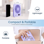 Desk Fan Rechargeable Portable Fan, 2000mAh 10 Hours Battery Operated Personal Silent Table Fan, 100 Speeds Desktop Fan for Bedroom Home Office Outdoor, Purple