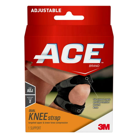 ACE Brand Dual Knee Strap, Adjustable, Black,